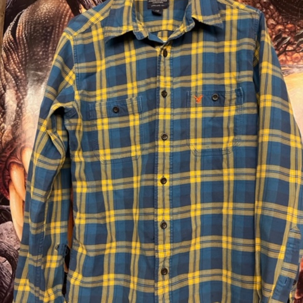 vintage 90's Fall colors Flannel American Eagle - Picture 2 of 6